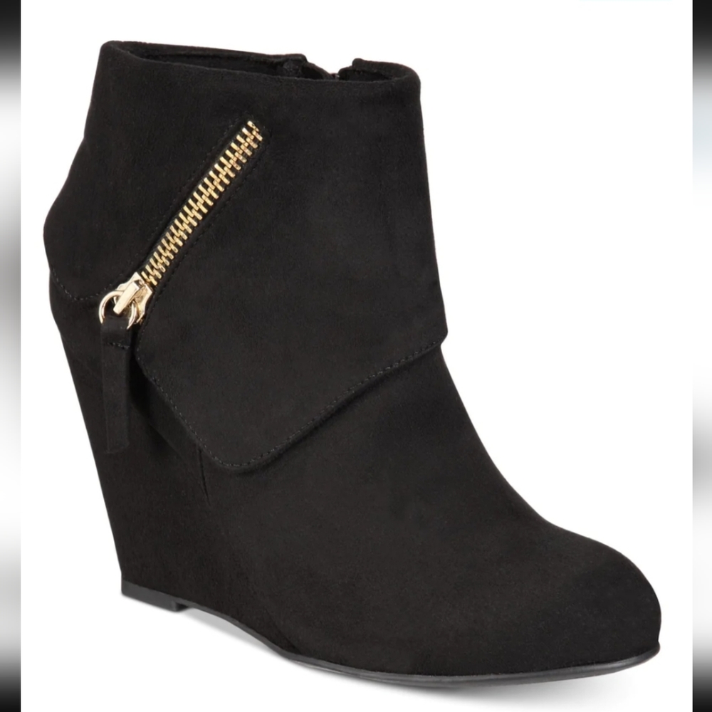 Elegant Black Ankle Booties with Gold Accent